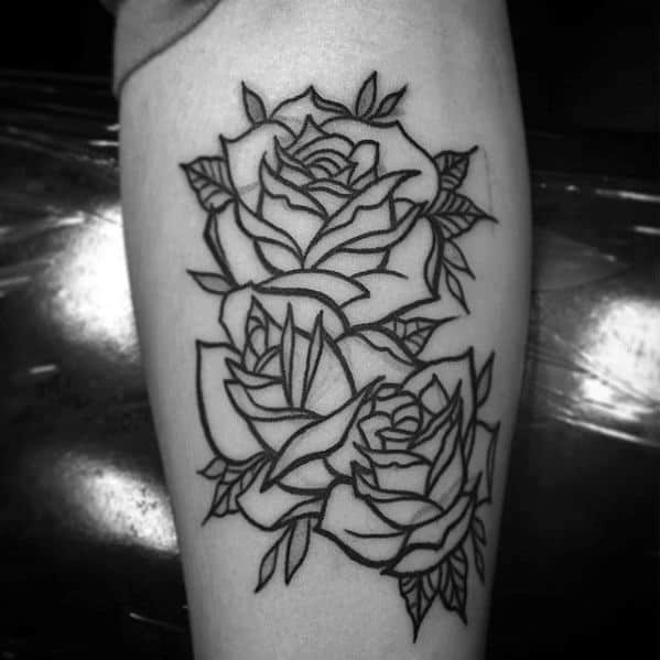 Creative Outline Rose Flower Forearm Tattoos For Men