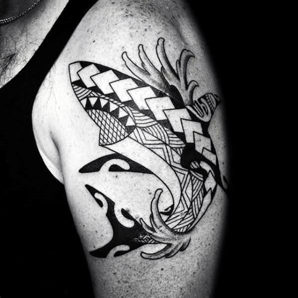 Creative Polynesian Shark Tattoos For Men