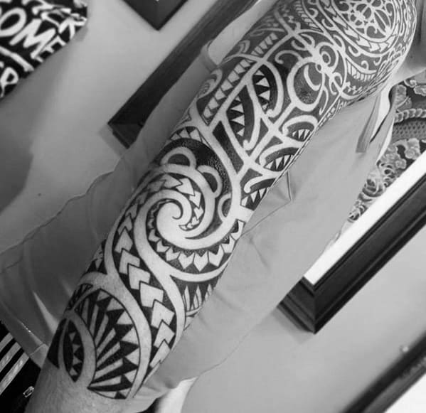Creative Polynesian Tribal Arm Tattoos For Males
