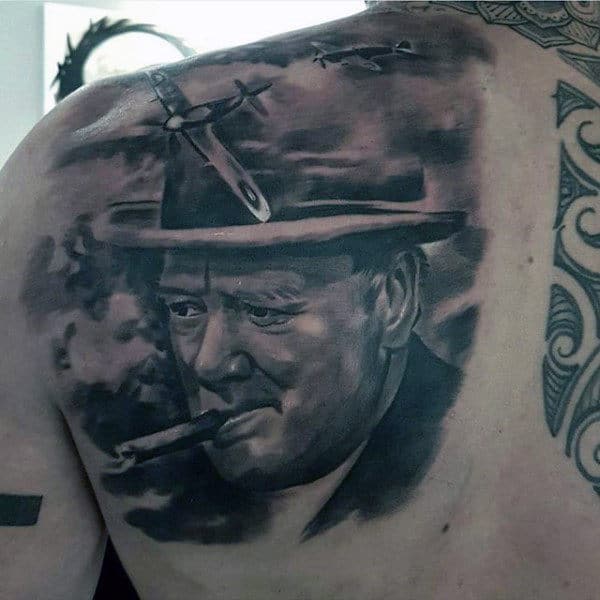 Creative President Ww2 Mens Shoulder Back Tattoo