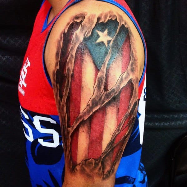 Creative Puerto Rican Flag Tattoos For Guys