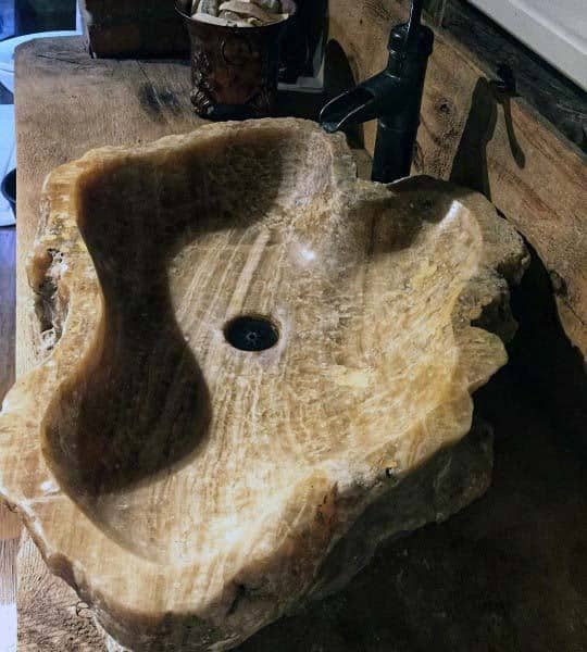 Creative Rustic Bathroom Ideas Carved Stone Sink