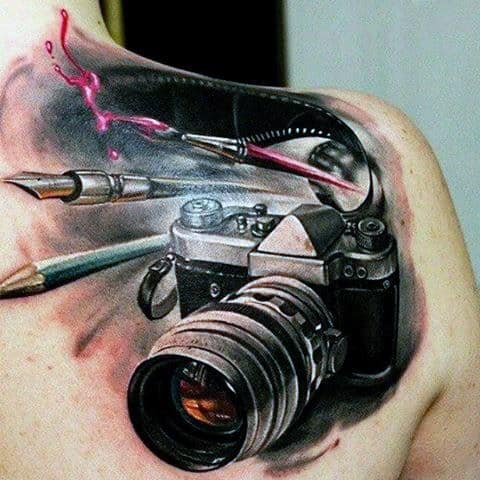Creative Shoulder Male Photography Camera Tattoos