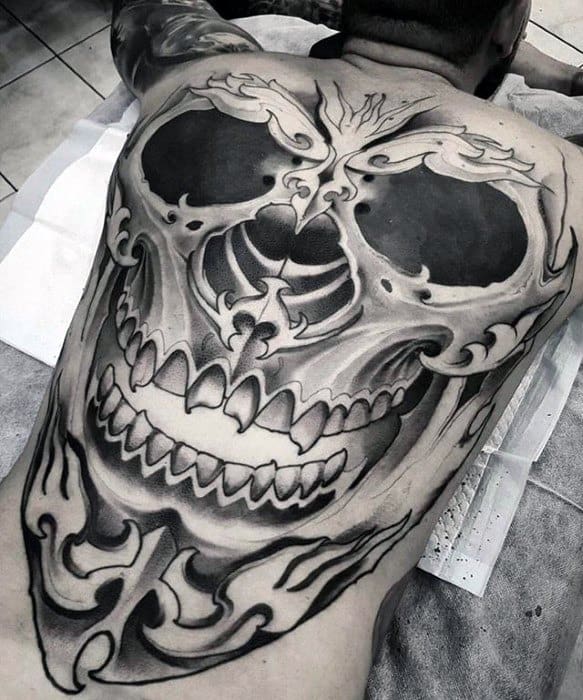 Creative Skull Awesome Back Tattoos For Men