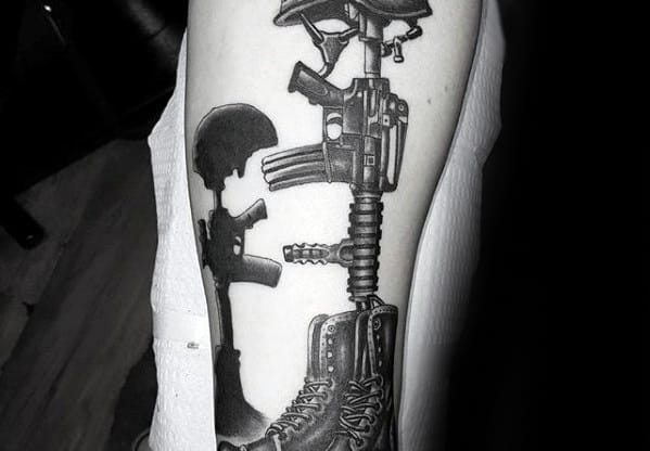 Creative Soldier Fallen Mens Arm Tattoo
