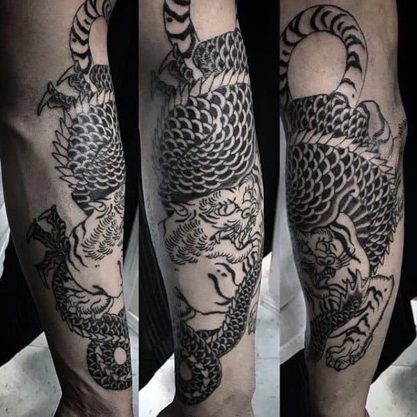 Creative Tiger Dragon Tattoos For Men