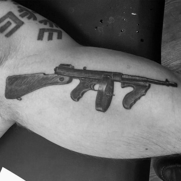 Creative Tommy Gun Tattoos For Guys