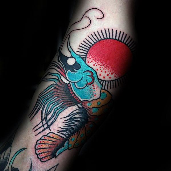 Creative Traditional Arm Shrimp Tattoos For Men