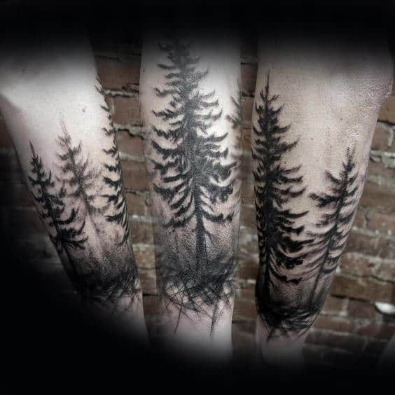 Creative Watercolor Male Forearm Tree Tattoos