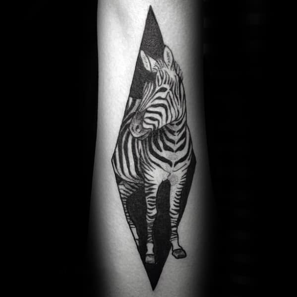 Creative Zebra Mens Outer Forearm Tattoo Designs