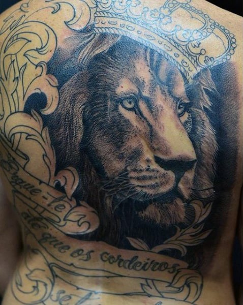 Crown Lion Men's Tattoo Designs
