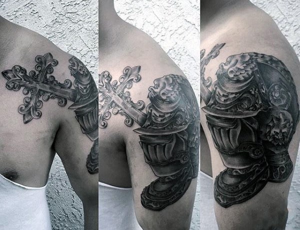 Crusade Knight Tattoo Designs For Men On Upper Arm