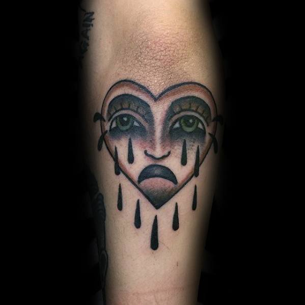 50 Crying Heart Tattoo Designs For Men - Cool Ink Ideas