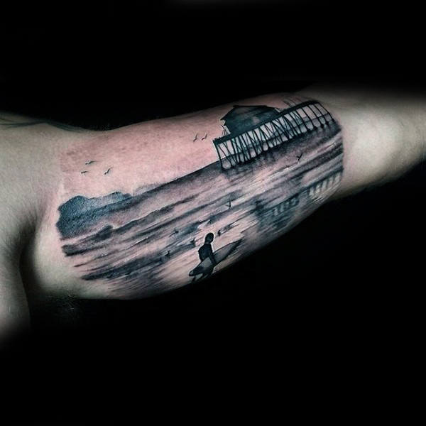 Crystal Water Surf Tattoo Male Forearm