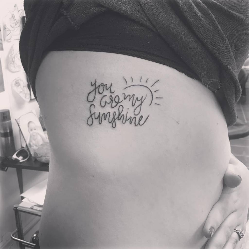 cursive you are my sunshine tattoos genevieve_tattooer