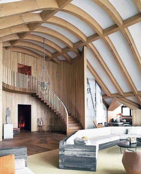 Curved Natural Wood Beams Vaulted Ceiling Ideas