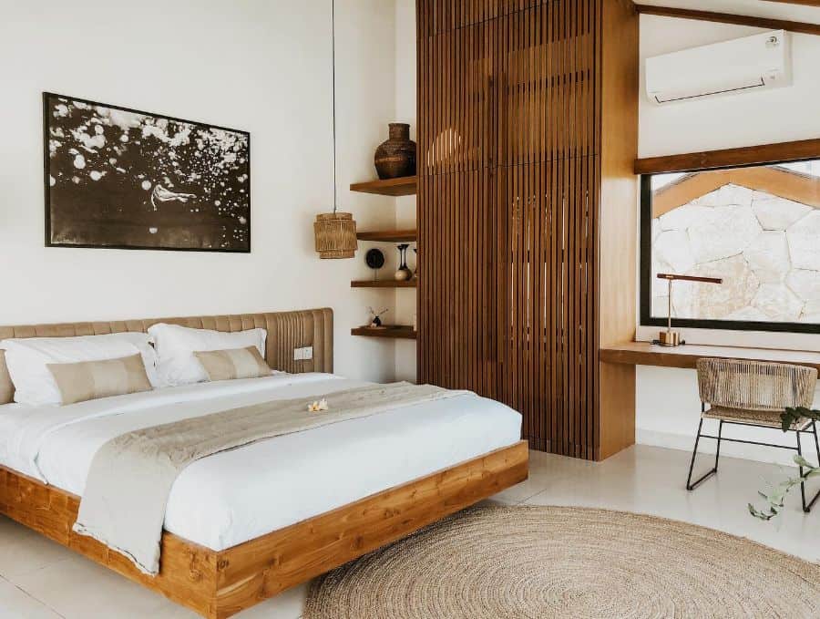 wood bed frame modern villa 