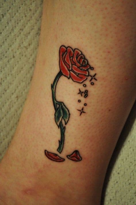 Cute Small Beauty And The Beast Rose Tattoo