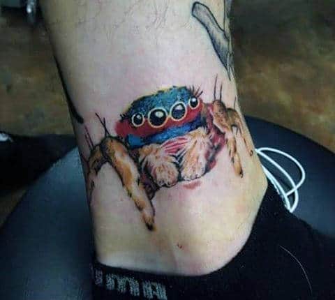 Cute Spider Tattoo On Ankles For Men
