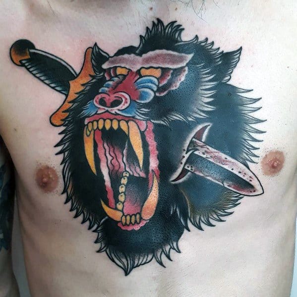 Dagger Guys Designs Baboon Tattoos