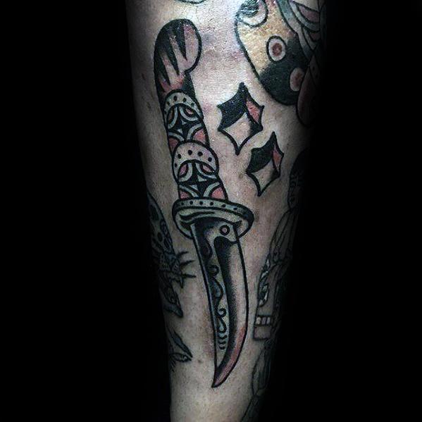 Dagger Retro Old School Simple Traditional Mens Forearm Tattoos