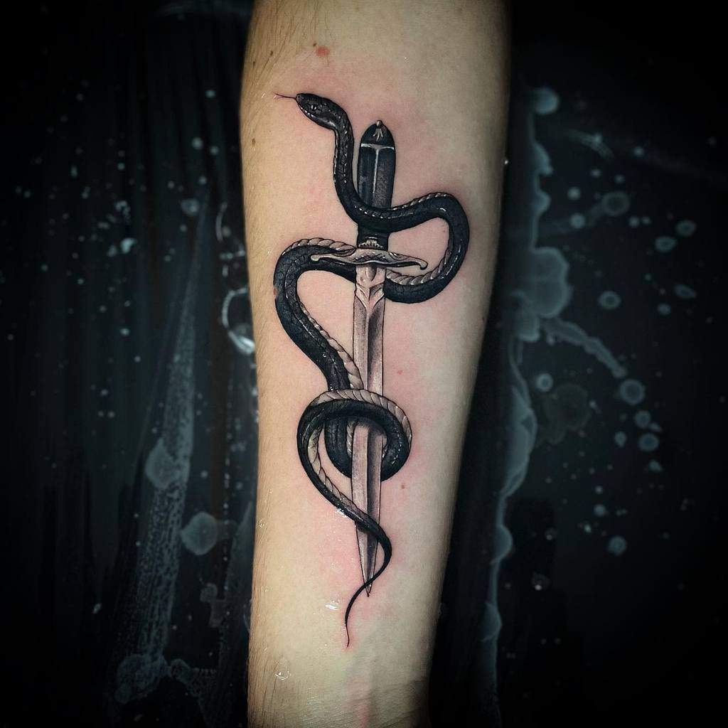 dagger snake arm tattoo real_lifetattoo