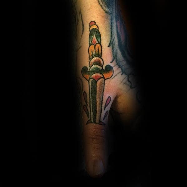 Dagger Thumb Tattoos For Men