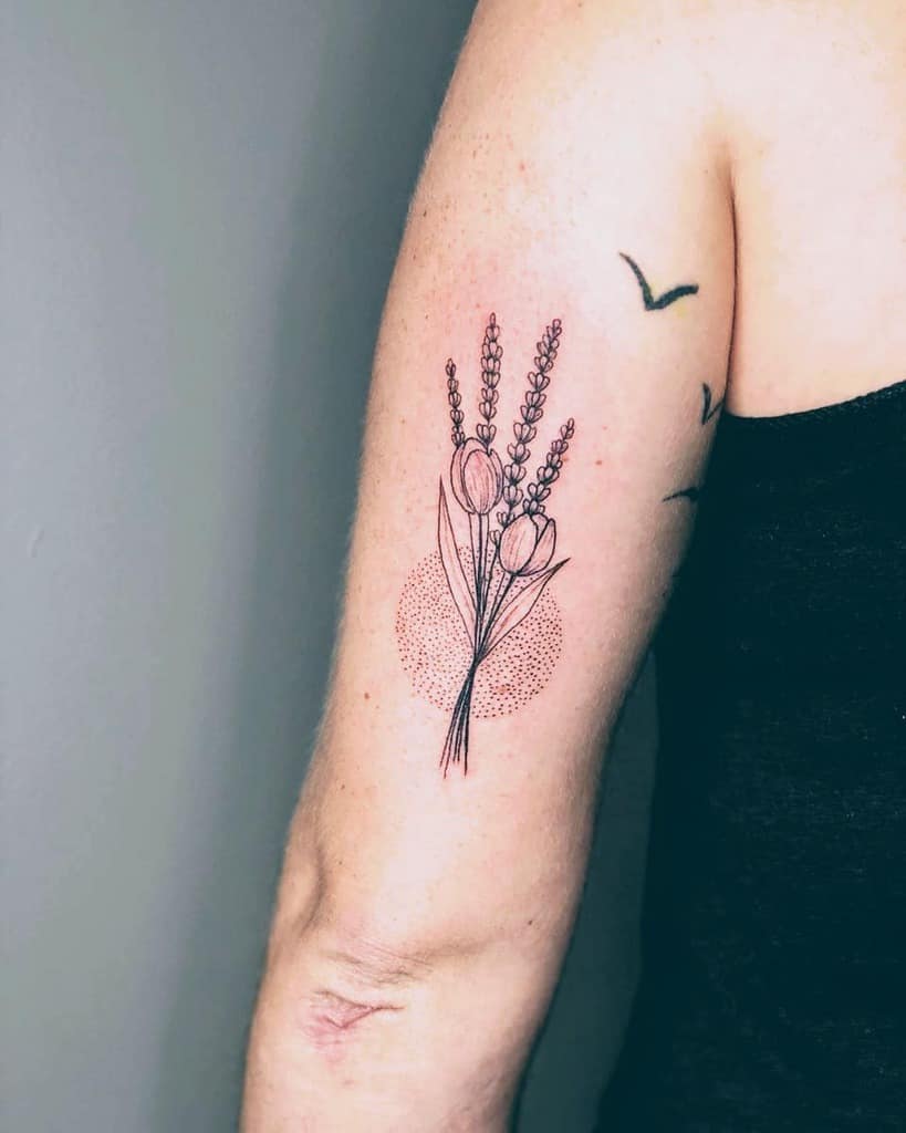 Dainty Tulip Lavander Tattoo