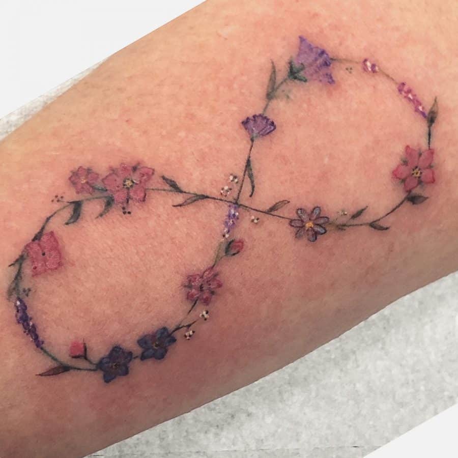Daisies Vines Flowers Infinity Tattoo