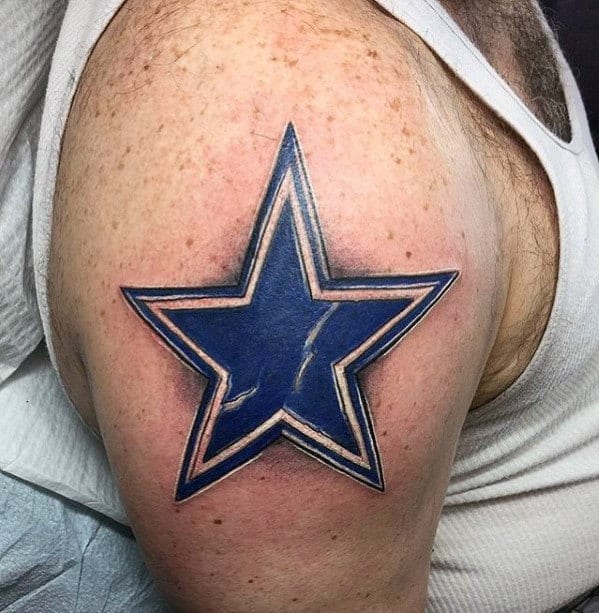 Dallas Cowboys Logo Mens Football Star Tatoo On Upper Arm