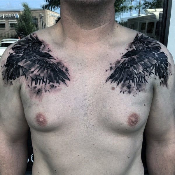 Dark Birds With Flapping Wings Manly Tattoo