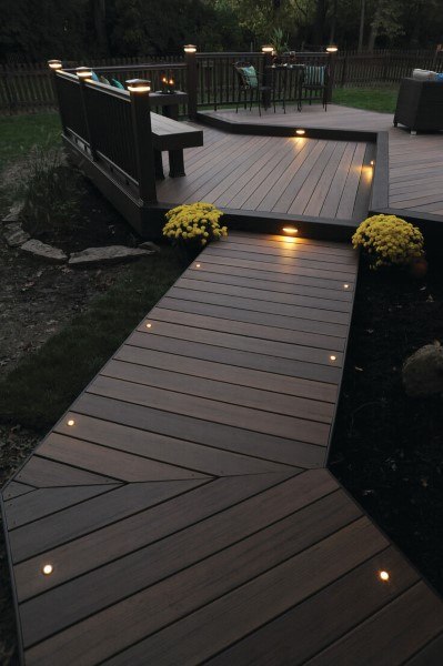 dark brown wood deck walkway