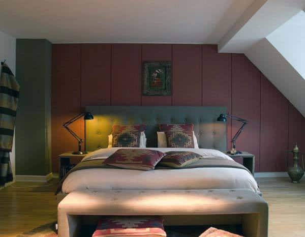 muted red bedroom