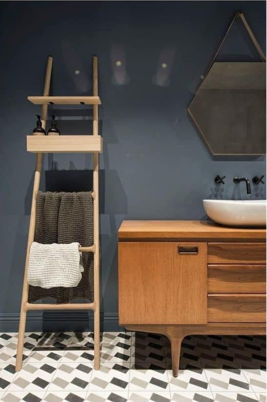 modern bathroom with wood cabinet