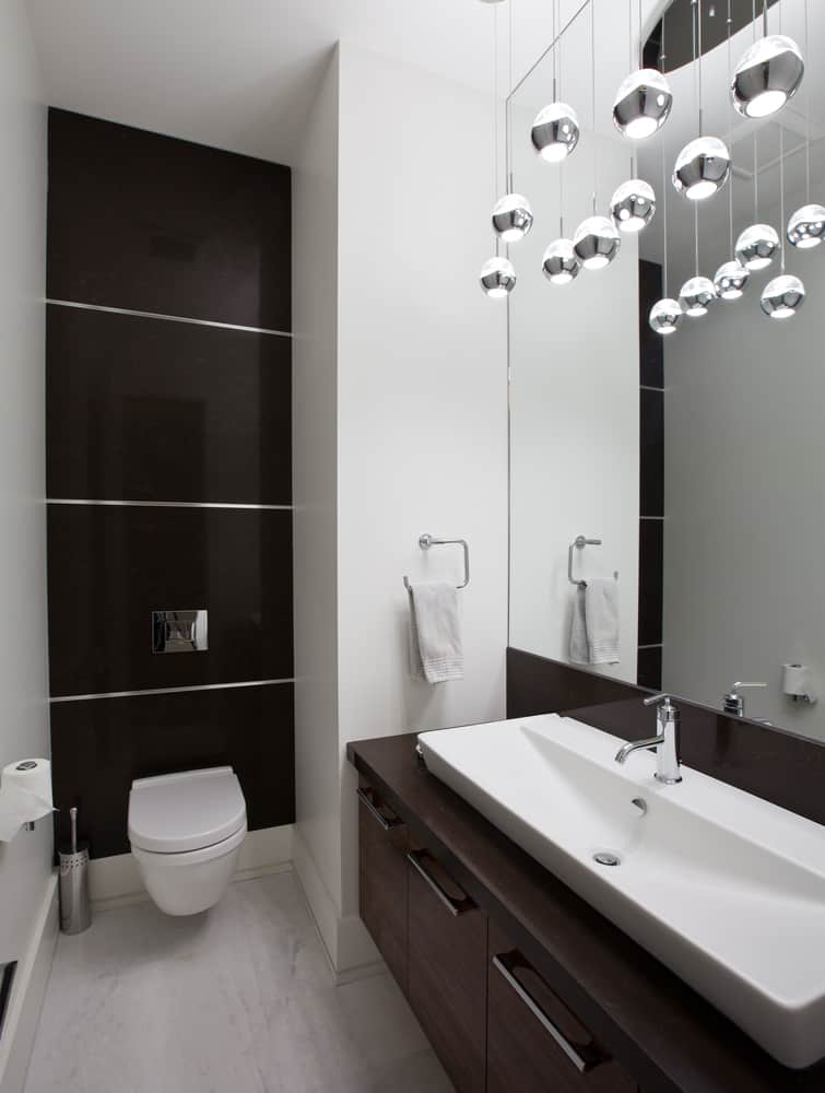 black and white powder room 