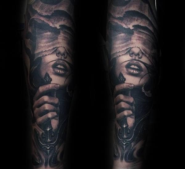 40 Lady Justice Tattoo Designs For Men - Impartial Scale Ideas