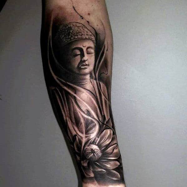 Dark Peaceful Buddha Tattoo On Wrist