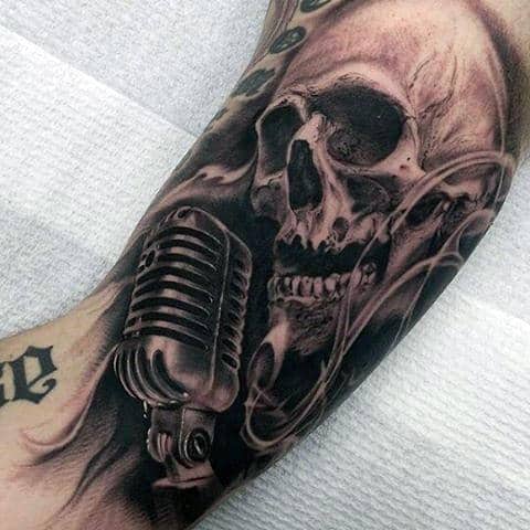 Music Sugar Skull Tattoo by cyborgJed on DeviantArt