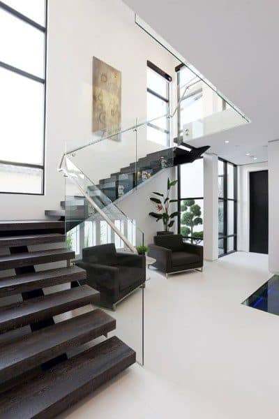 Dark Wood Glass Staircase Inspiration Ideas