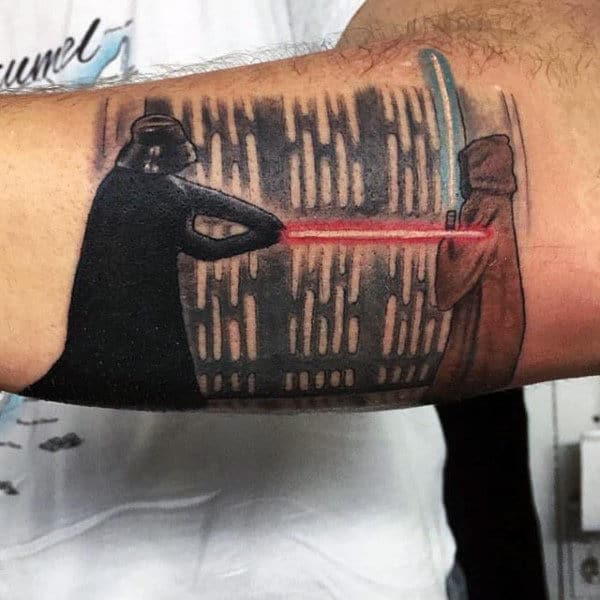 Darth Vader Bicep Lightsaber Male Tattoo