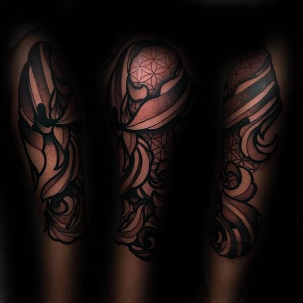 Decorative Creative Male Flower Of Life Half Sleeve Tattoo