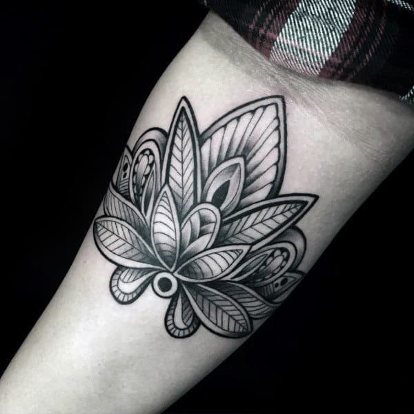 Decorative Flower Lotus Male Inner Arm Tattoo