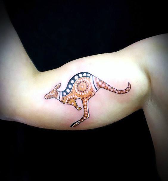 Decorative Inner Arm Bicep Guys Kangaroo Tattoo Deisgns