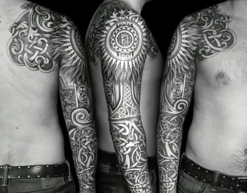 Decorative Knots Guys Sleeve Tattoo With Celtic Designs