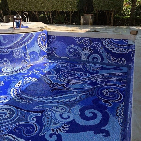 paisley mosaic pool tile design 