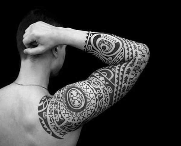 Decorative Polynesian Mens Tribal Arm Sleeve Tattoos