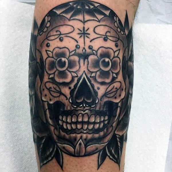 Decorative Skull Day Of The Day Tattoo Male Arms