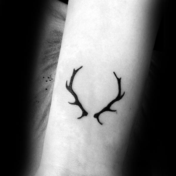 Deer Antlers Simple Forearm Mens Tattoos