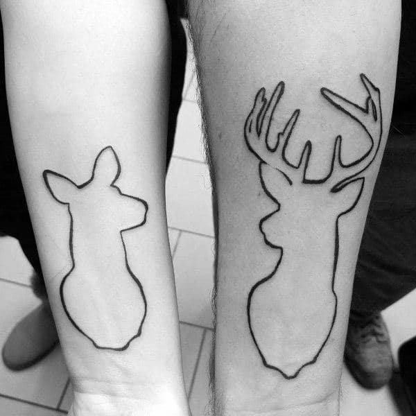 Deer Couples Tattoos On Inner Forearms