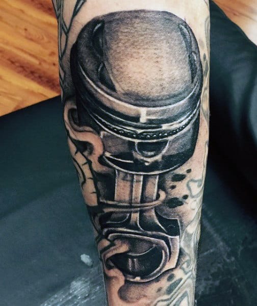 Super clean piston tattoo by  Off The Rails Tattoo Studio  Facebook